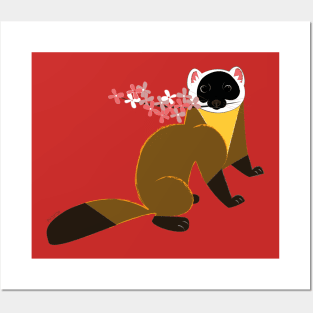 Sakura Japanese marten lila pink Posters and Art